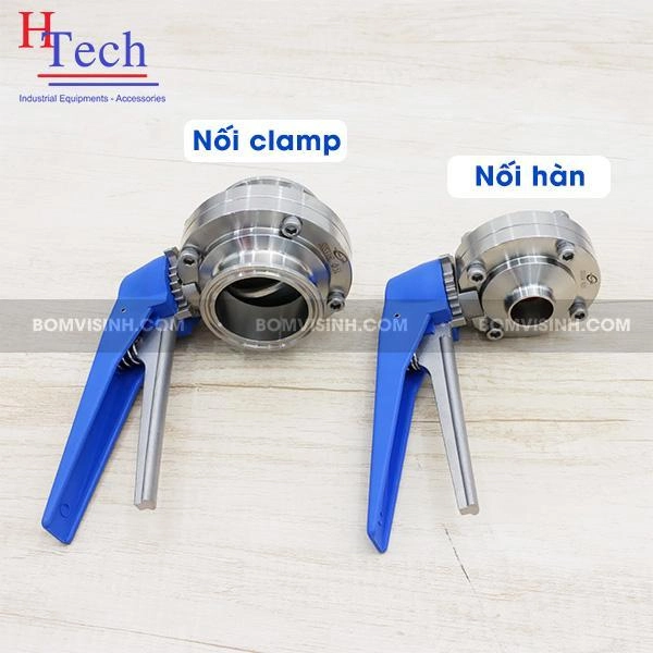 van bướm vi sinh tay kẹp nối clamp và van bướm vi sinh tay kẹp nối hàn