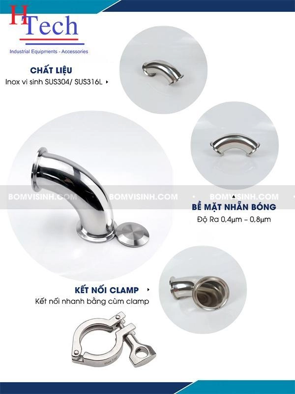 co 90 độ clamp vi sinh Carten Pipe