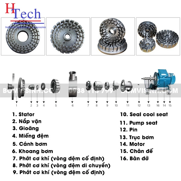 một số bộ phận bên trong bơm đồng hóa Carten Pump